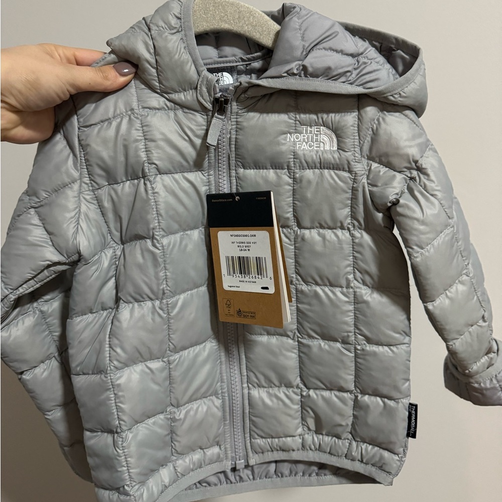 The North Face Baby Thermoball Eco Hooded Jacket Meld Grey Sz 18-24M